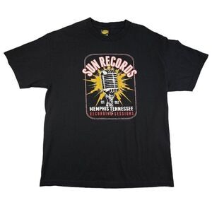 Vintage Sun Records T Shirt Mens Size XL Black Memphis Tennessee Made In USA